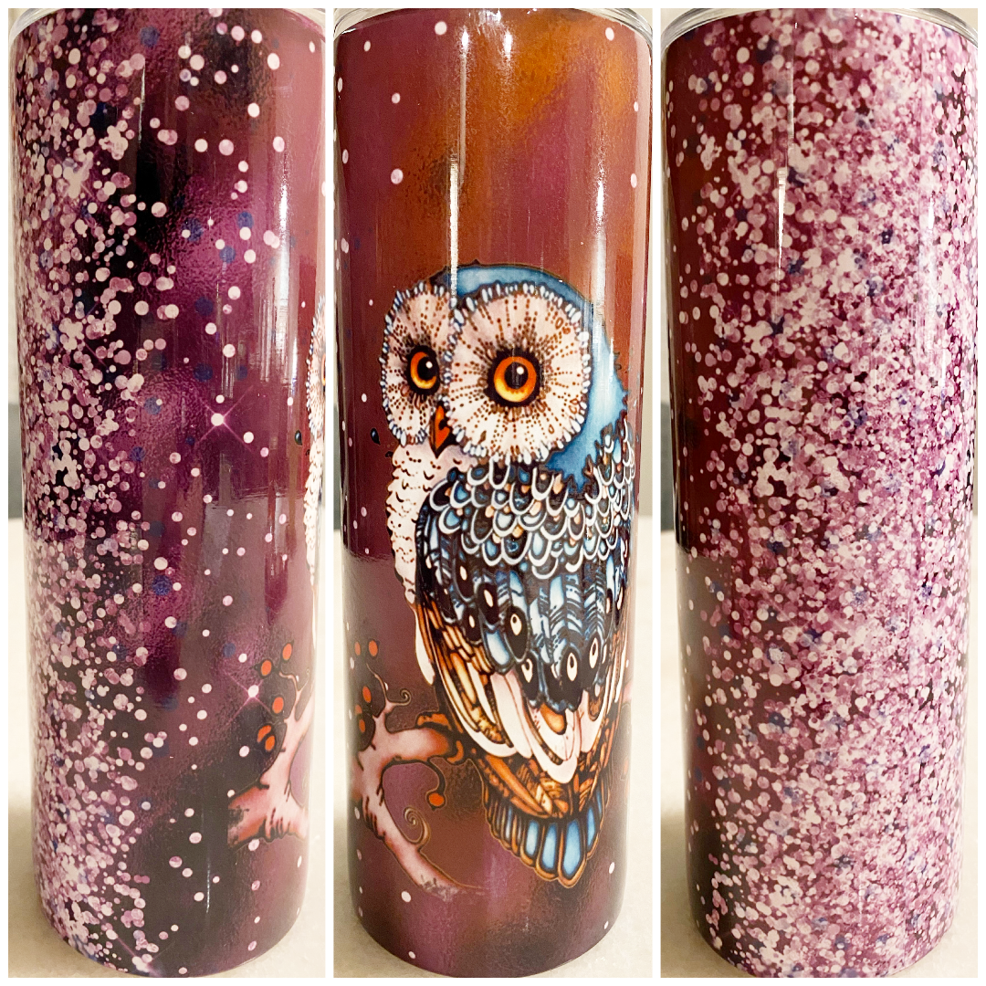 Purple Sparkling Owl 20Oz Tumbler