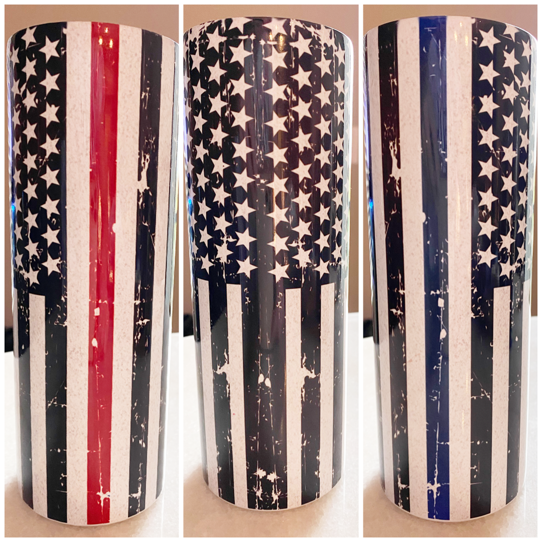 Distressed Flag Red/blue Stripe Tumbler Cups