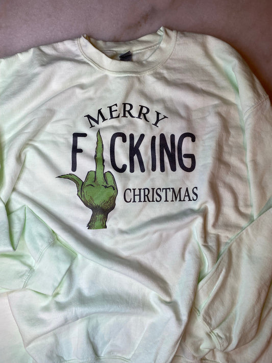 Merry F***ing Christmas 2Xl Green Sweatshirt